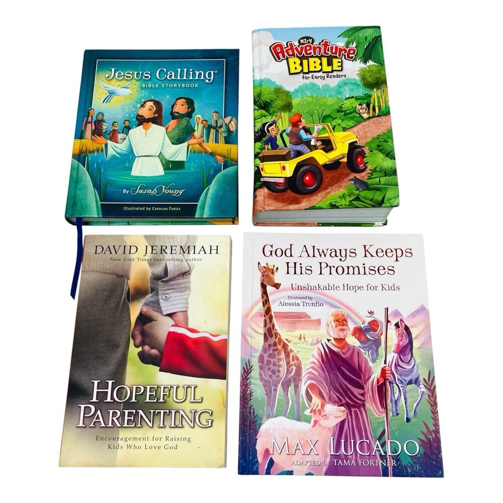 Christian Children's 4 Book Lot: Adventure Bible, Storybook, Parenting, etc Kids
